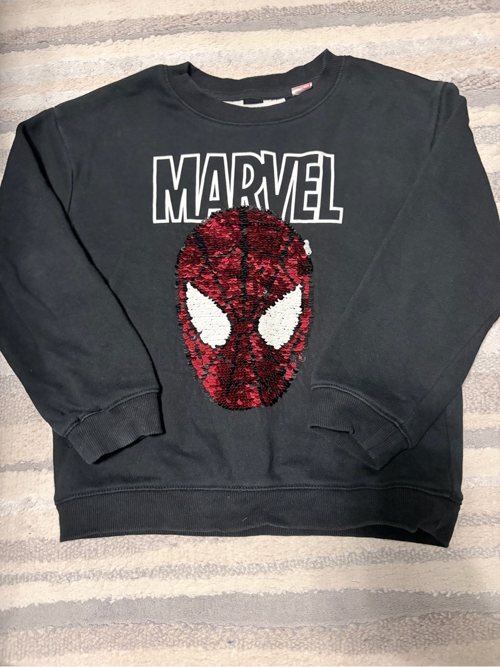 H&M Black Sweatshirt with Red & White Sequin Spider Design